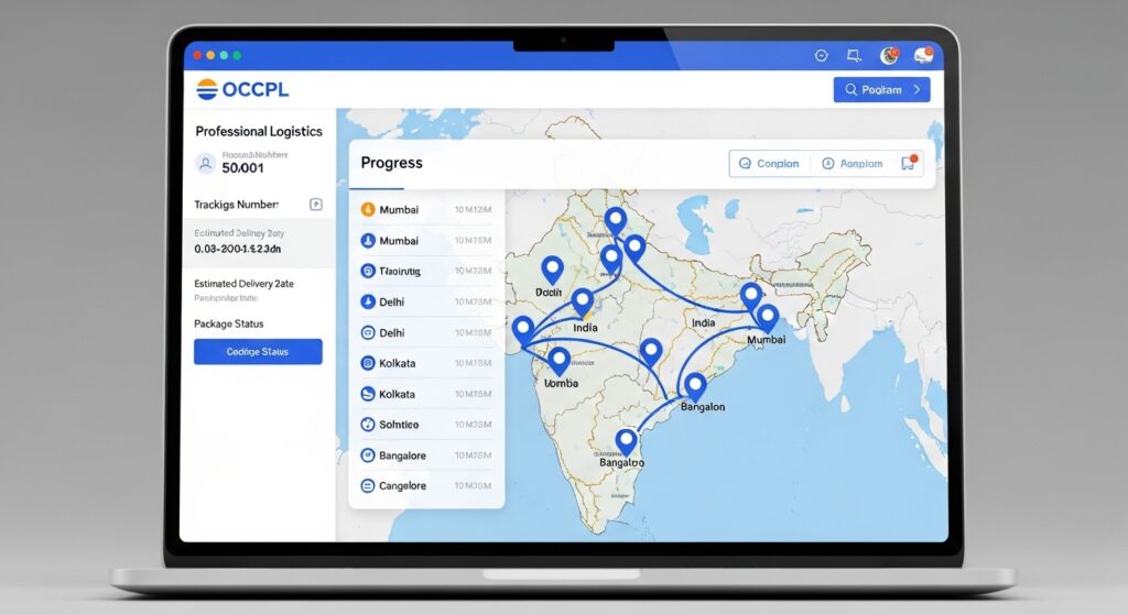 OCCPL courier tracking dashboard showing real-time parcel location and delivery status across India