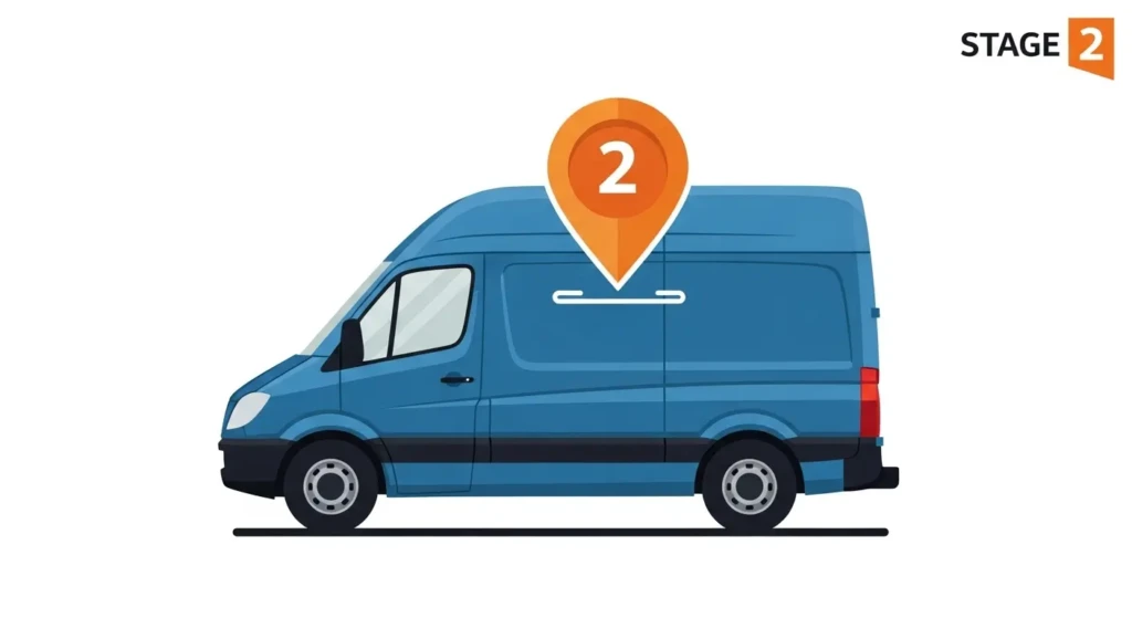 Kesari Courier delivery process infographic showing five-step journey from booking through pickup, transit, sorting, and final delivery
