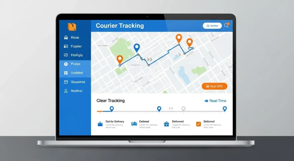 Sairaj International courier tracking dashboard showing real-time package status and delivery route