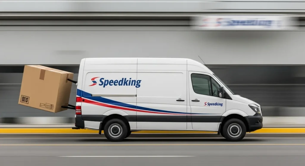 Speedking Courier package delivery journey timeline showing all tracking status stages from booking to successful delivery