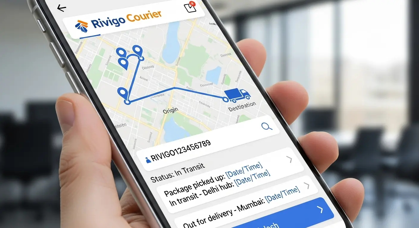 Rivigo courier delivery truck on the road representing real-time parcel tracking service