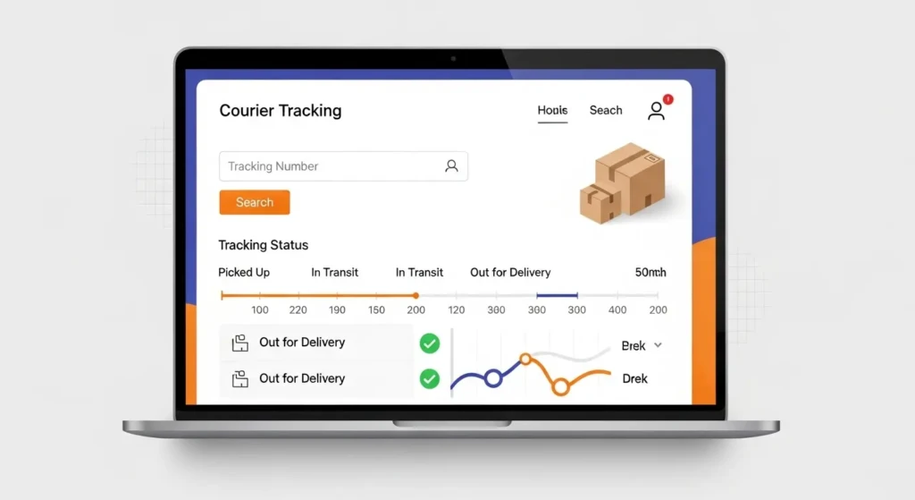 Aviral courier tracking interface showing real-time shipment status and delivery timeline